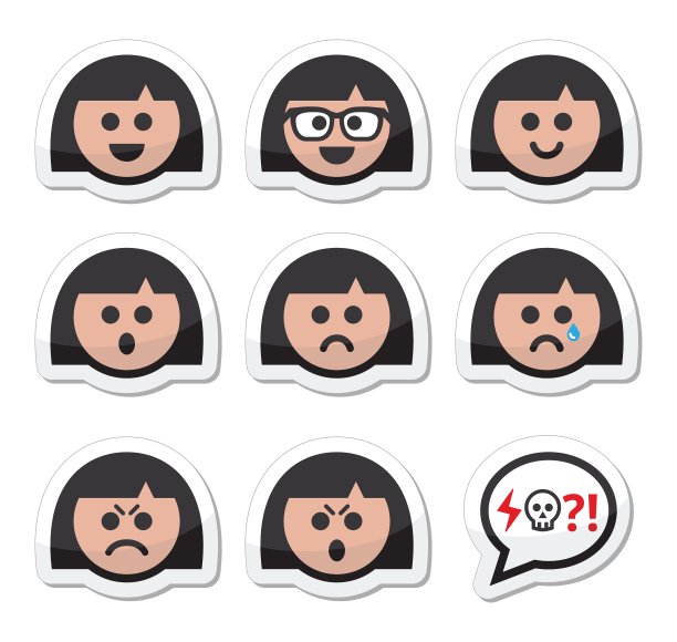 女孩或女人面对头像图标集图片下载