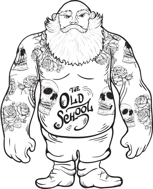 残忍的纹身男子，留着胡子图片下载