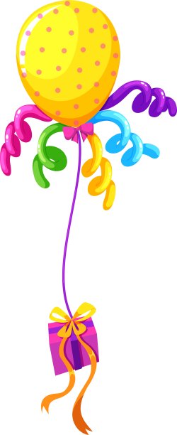 氦气球和礼物盒图片下载