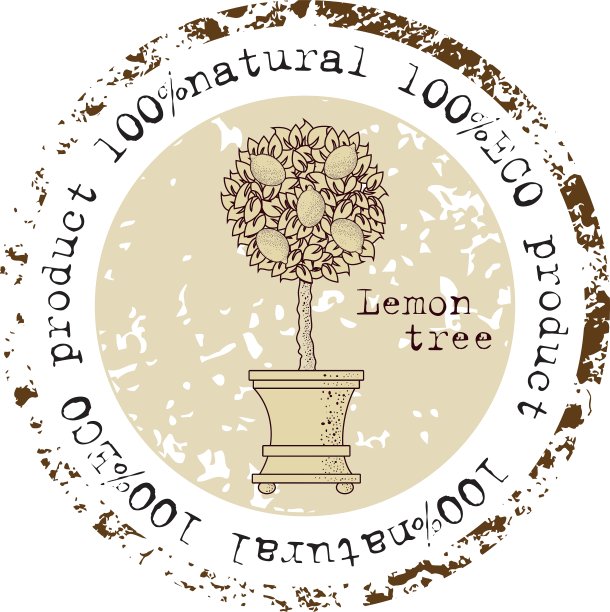 垃圾橡胶印章和柠檬树图片下载