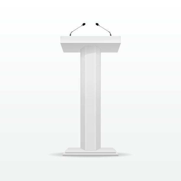 白色讲台、讲坛、讲台、麦克风图片下载