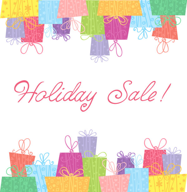 彩色销售礼盒庆祝卡图片下载