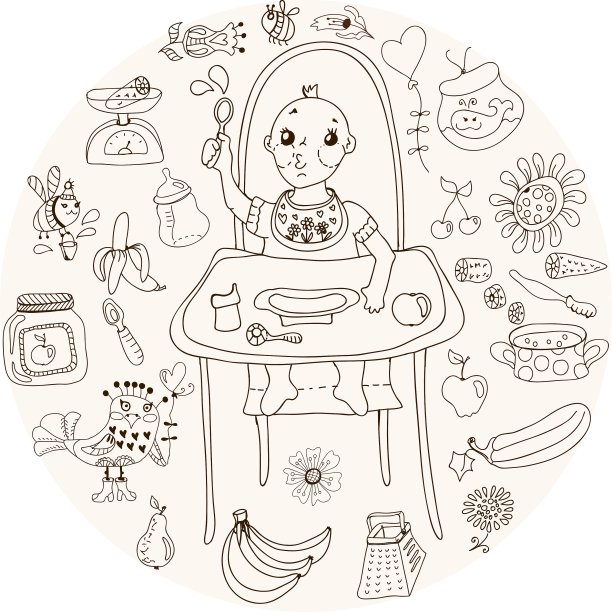 婴儿喂养涂鸦图片下载