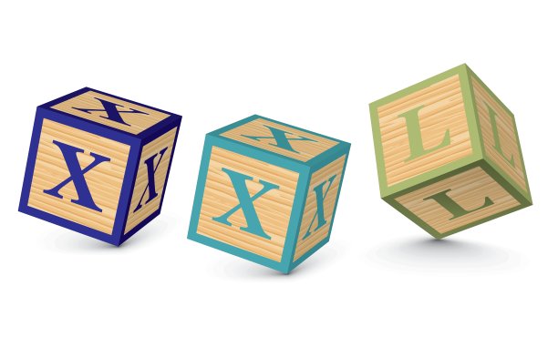 用字母块书写的单词XXL图片下载