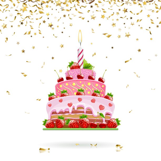 五彩纸屑庆祝蛋糕图片下载