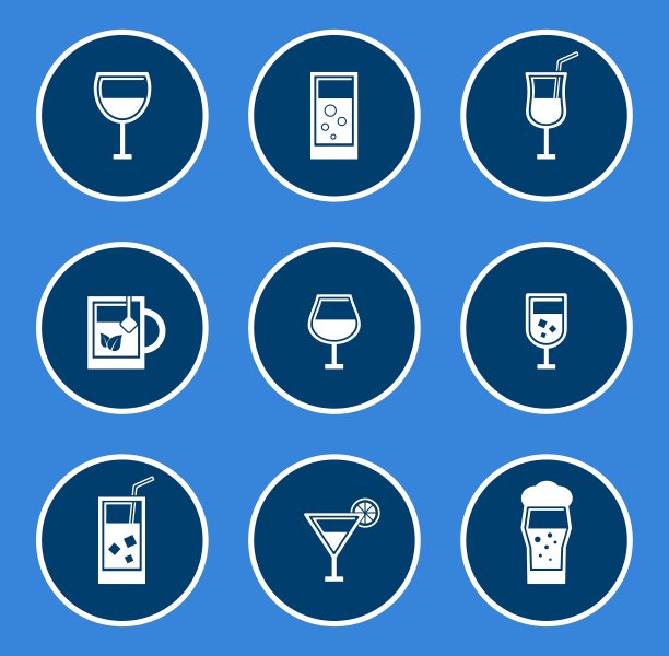 圆形眼镜图标集图片下载