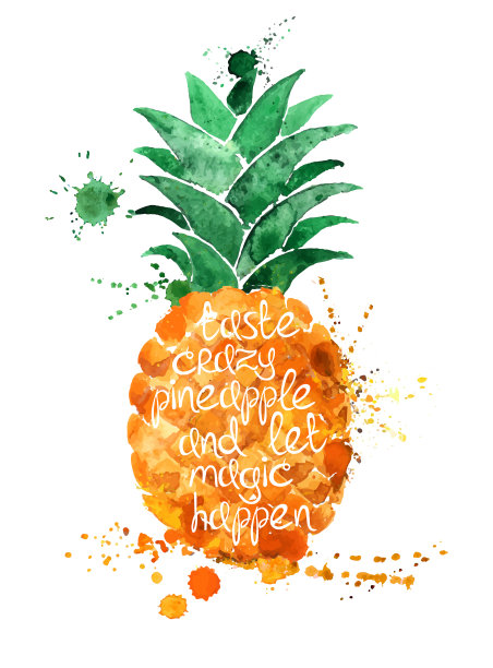 孤立的菠萝水果水彩画图片下载
