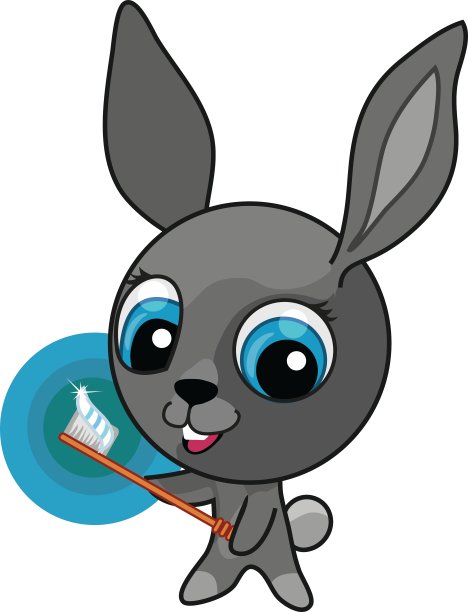 有趣的卡通兔子与牙刷图片下载