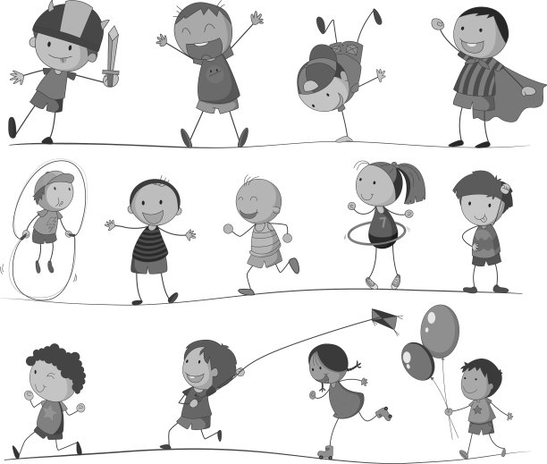 男孩和女孩做不同的活动图片下载