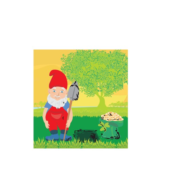 可爱的小矮人和一罐金币图片下载