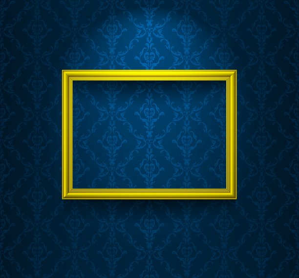 蓝墙上的镜框图片下载