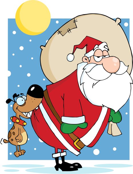狗在夜晚咬圣诞老人图片下载