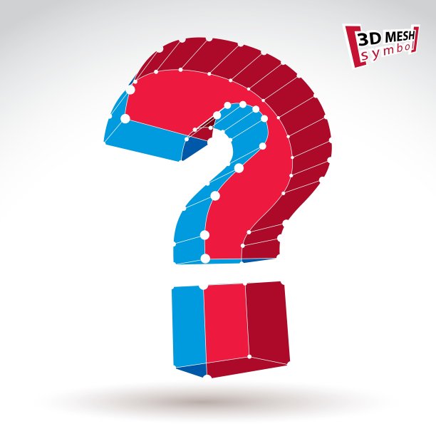 3d网格时尚的红色和蓝色网络问号图片下载