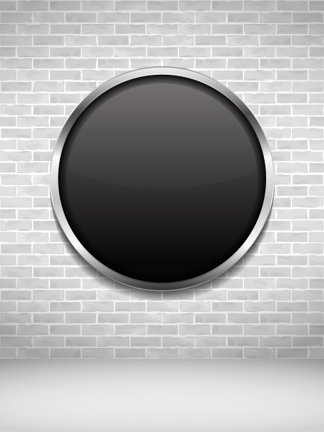 砖墙上的黑色圆形框架图片下载