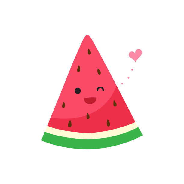 可爱的西瓜性格孤立在白色的背景图片下载