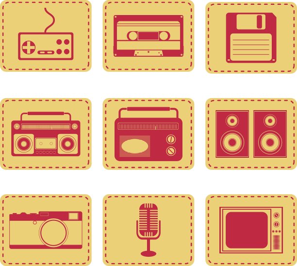 一套复古小玩意单色图片下载