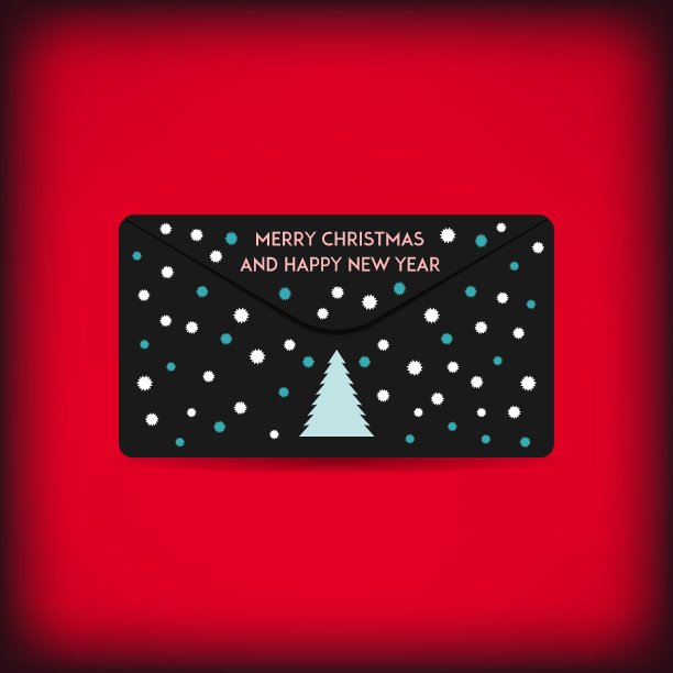 黑色时尚的圣诞和新年信封图片下载