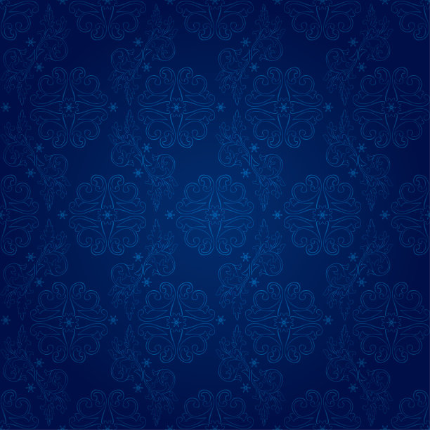 蓝色背景上的花无缝图案图片下载