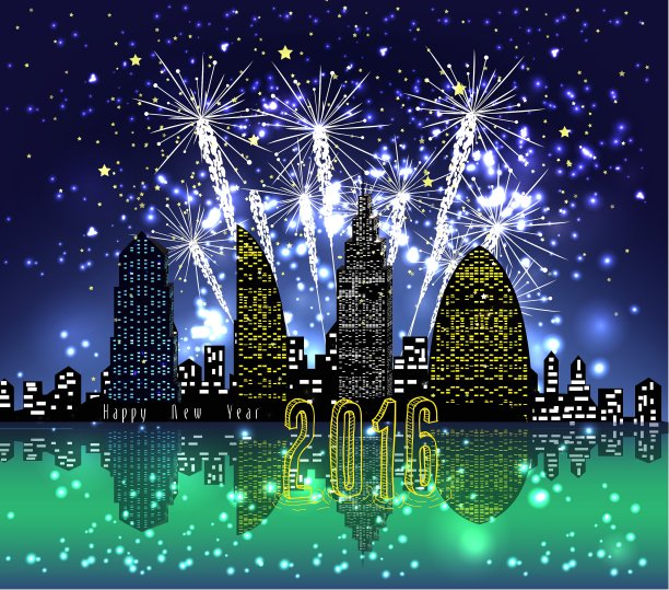 用烟花祝你2016年新年快乐图片下载