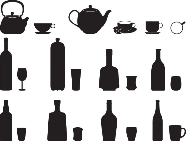 装有特制玻璃杯的瓶子图片下载