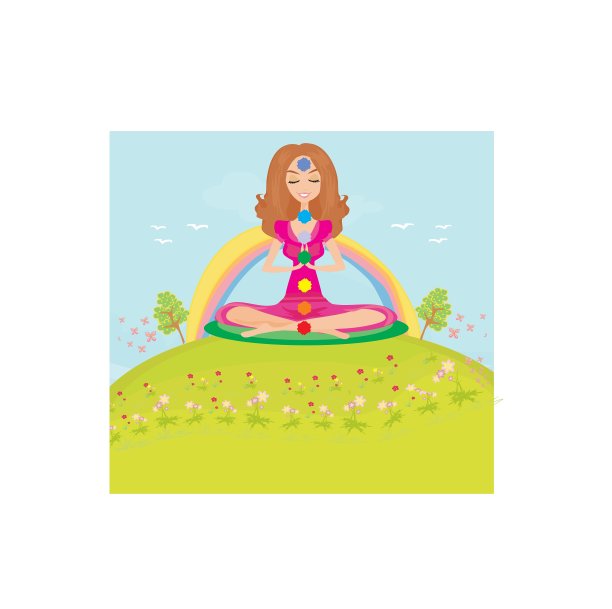 女孩坐着冥想-脉轮穴位图片下载