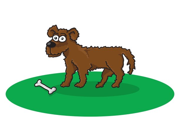 带骨头的卡通狗的彩绘图片下载