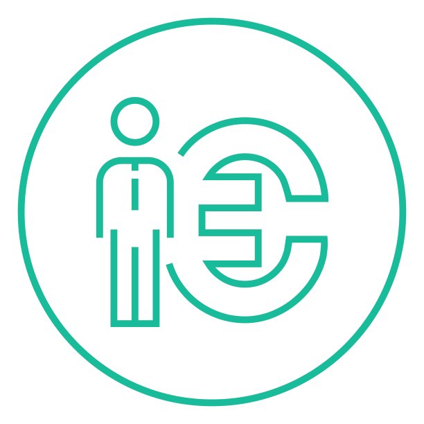 商人站在欧元符号线旁边图片下载