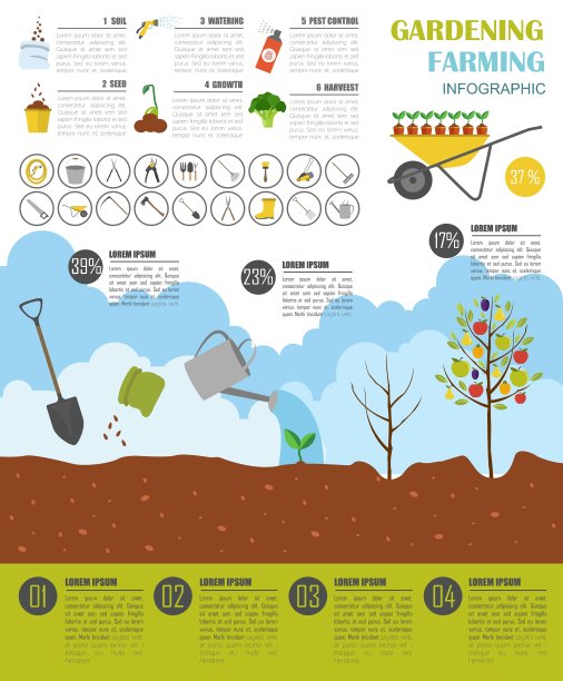 园艺工作耕作信息图图形图片下载