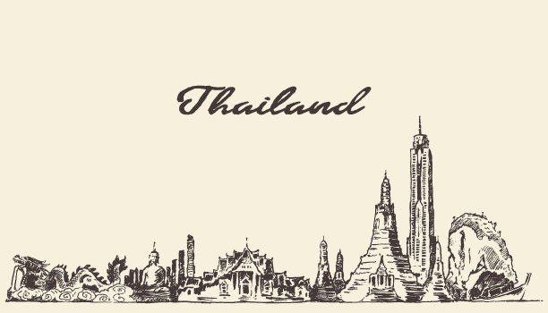 泰国天际线手绘草图图片下载