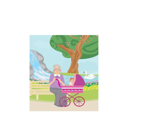 奶奶和她的孙女在散步图片下载