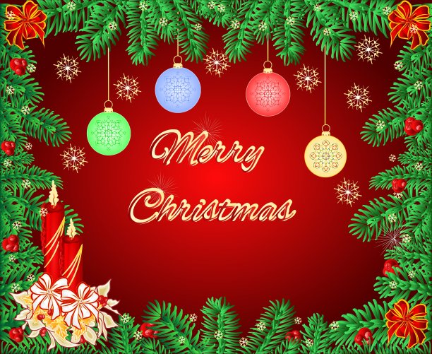 圣诞快乐，烛台相框图片下载