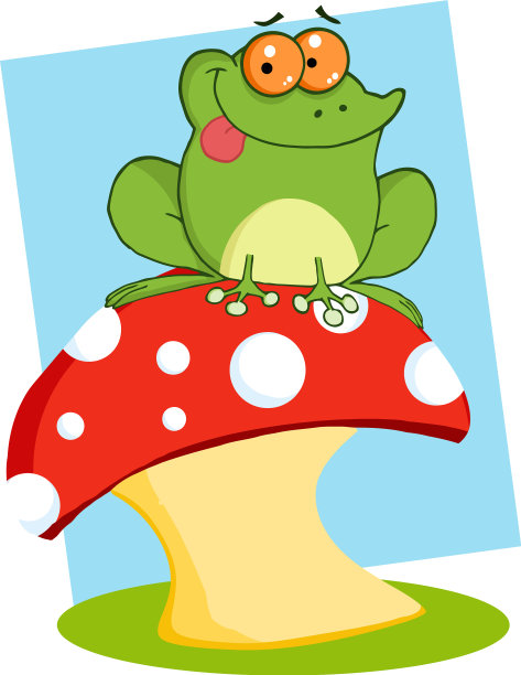 伞菌或蘑菇上的树蛙图片下载