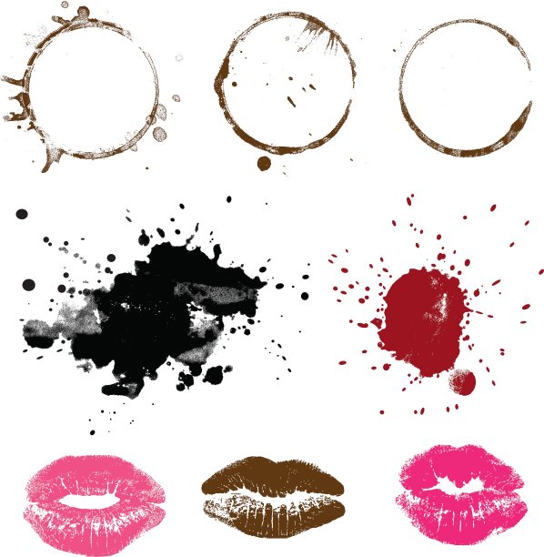 咖啡渍，墨水和口红图片下载