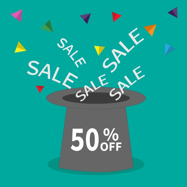 魔术帽50大减价背景大减价图片下载