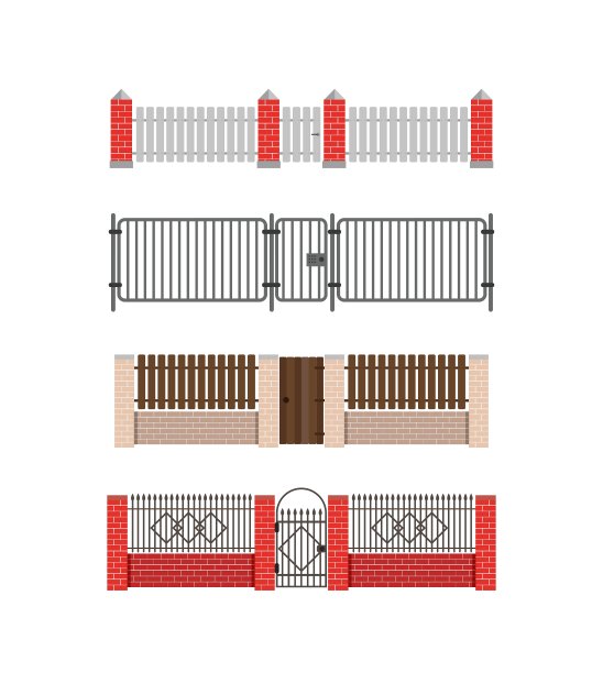栅栏砖栅栏和木栅栏周围的栅栏图片下载