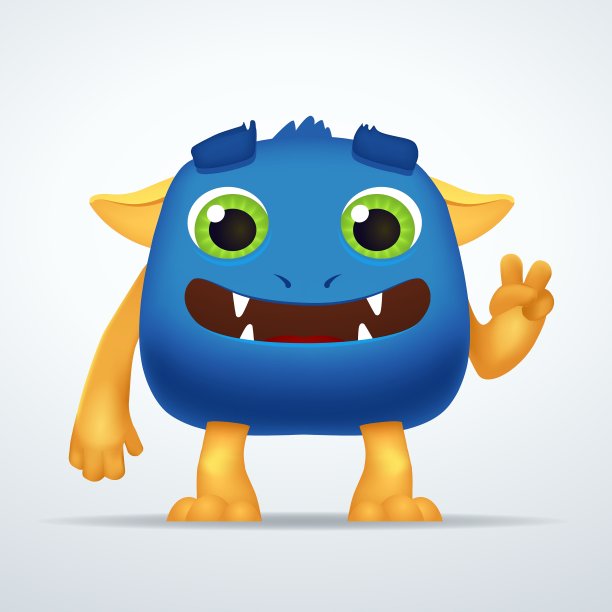 有趣的蓝色和黄色卡通外星怪物图片下载