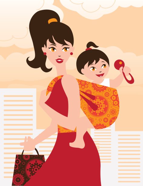 带着女婴的活跃母亲图片下载