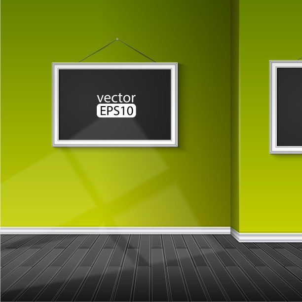绿色墙上的空白纸框图片下载