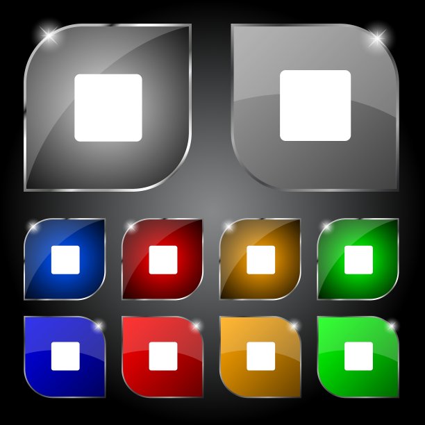 停止按钮图标标志十套彩色按钮图片下载