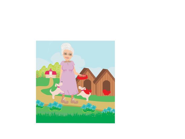 喂狗的老太太图片下载