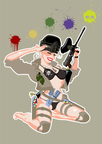 彩弹射击美女照片图片下载