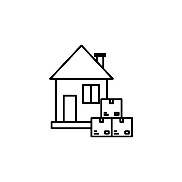 白色背景上的房屋线条图标图片下载