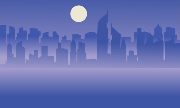 月光下的迪拜城市剪影图片下载