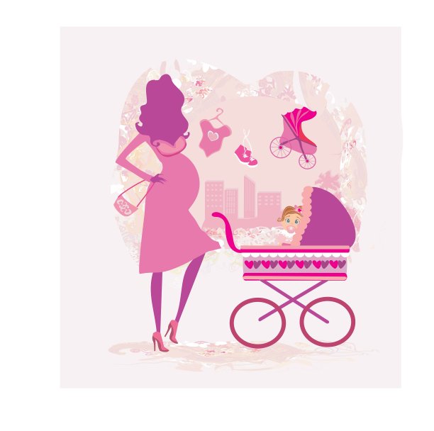孕妇推着婴儿车图片下载