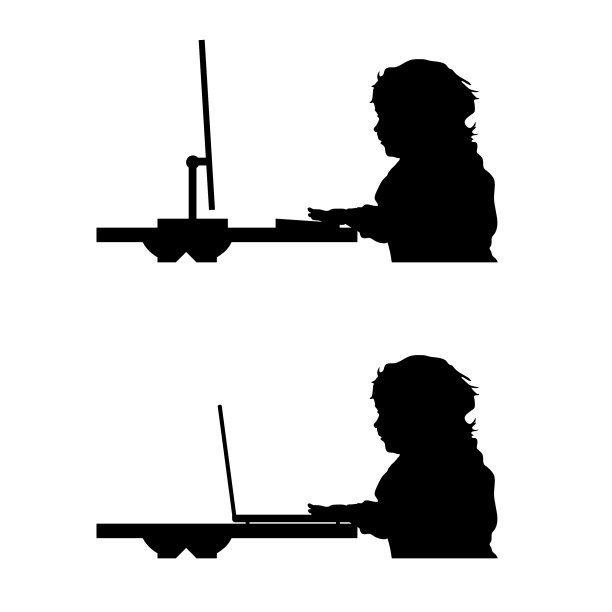 电脑剪影的孩子图片下载