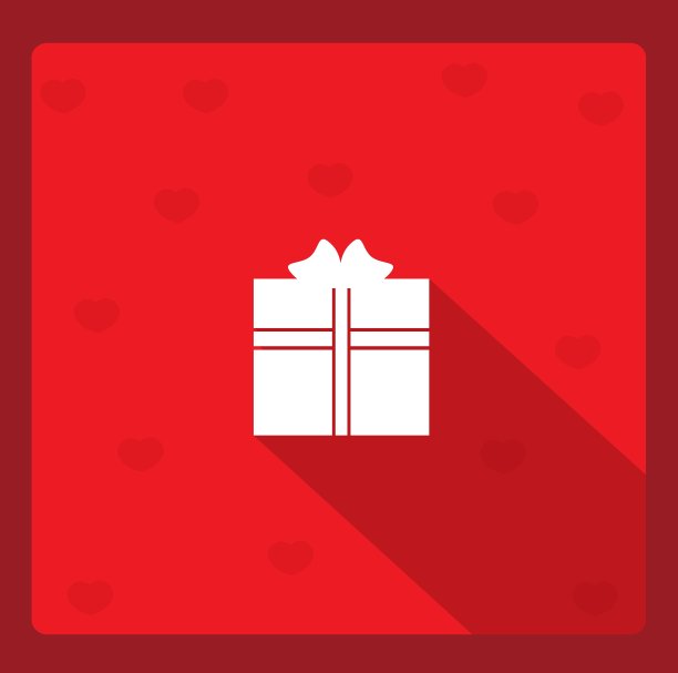 GIF框长阴影平与红色的心图片下载