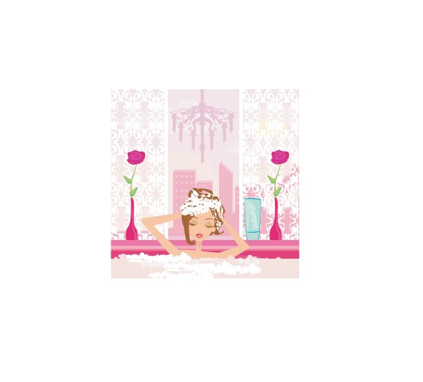 在泡泡浴中洗头的女人图片下载