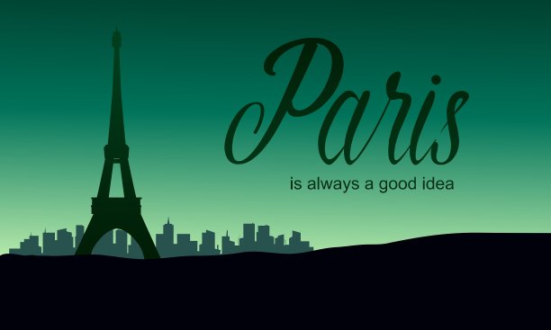 巴黎埃菲尔铁塔的剪影图片下载