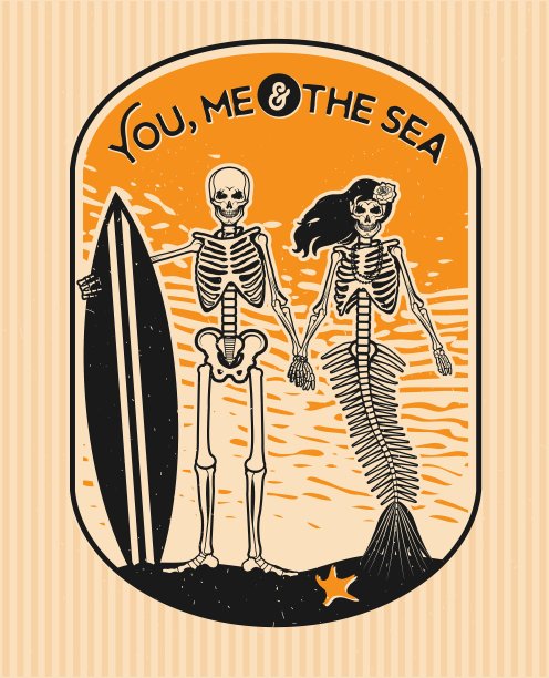 骨架冲浪者艺术图片下载