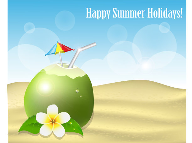 夏日背景，沙滩上有椰子图片下载